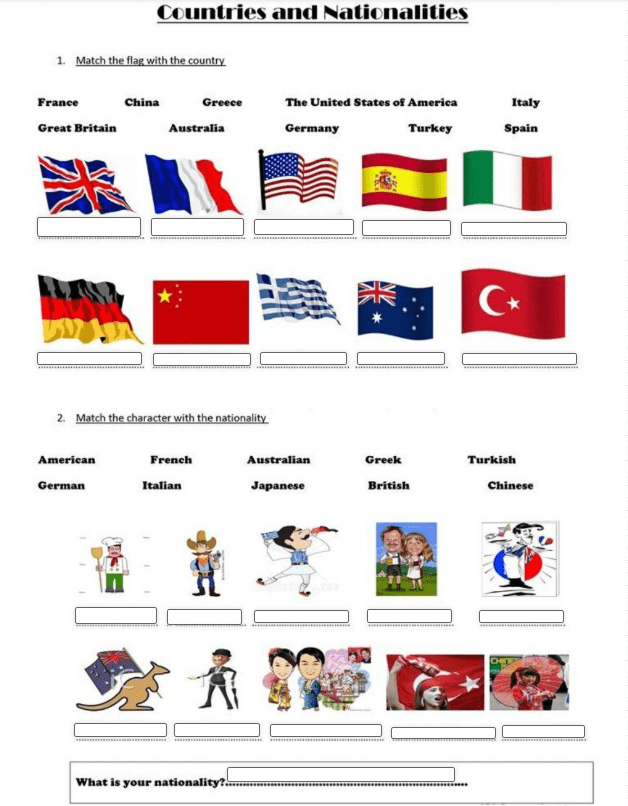 Theme 1 - Countries Worksheet